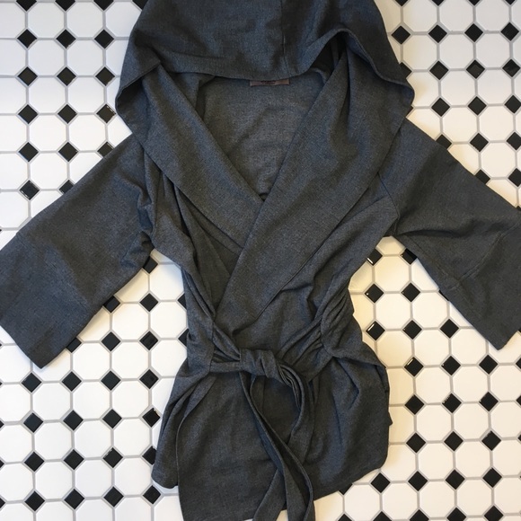 ad hoc Jackets & Blazers - Ad Hoc Charcoal Wrap Jacket or Top w/ Tie Belt